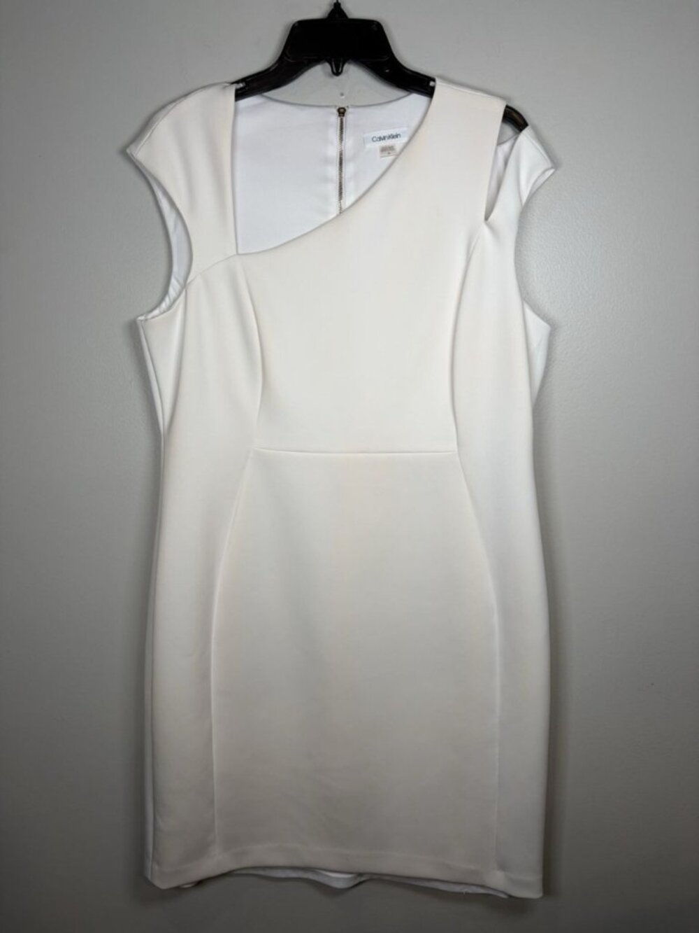Calvin Klein scuba Sheath Dress White Size 16 Travel Neutral Bridal